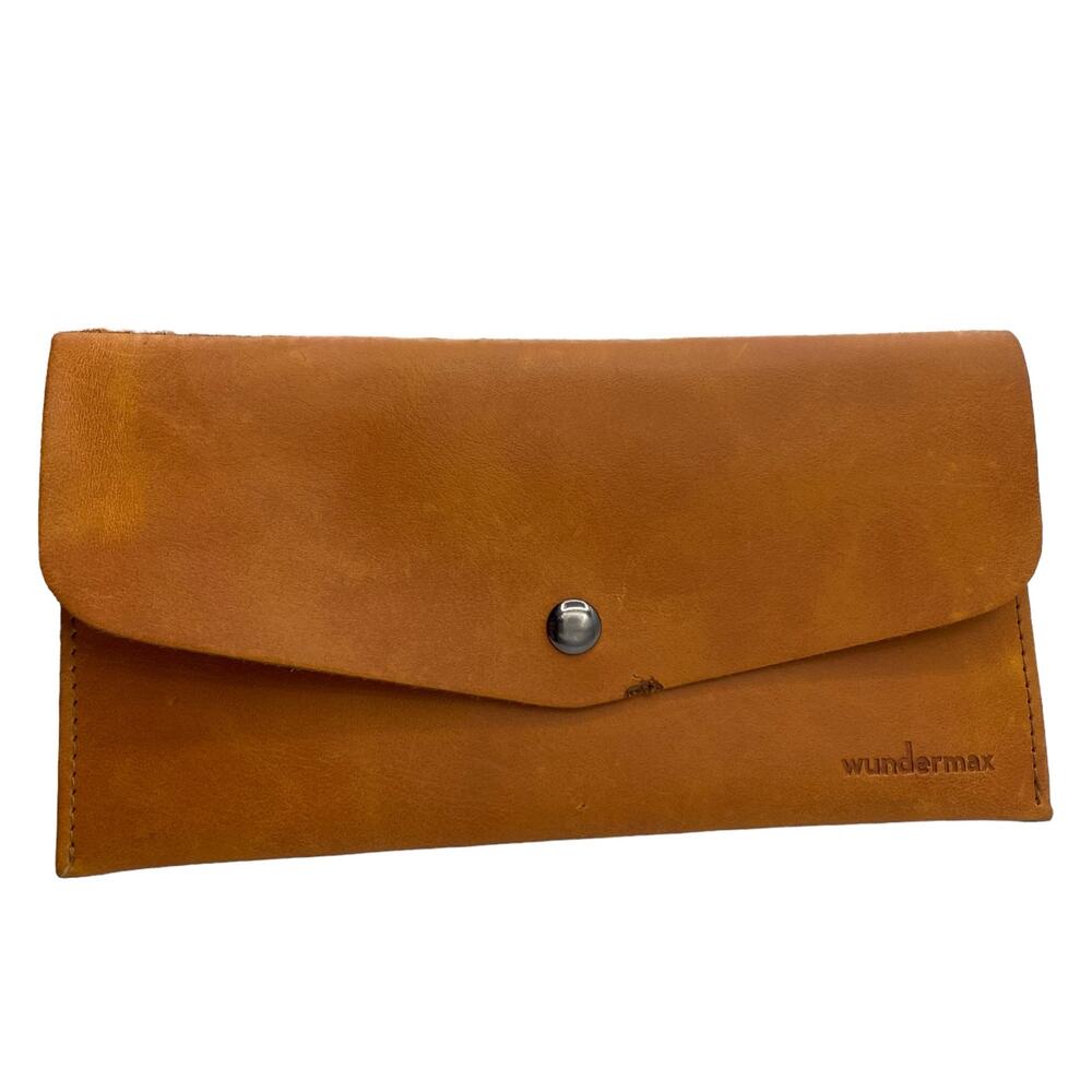 Wundermax Vegan Leather Think Happy Be Happy Brown Long Wallet Bohemian